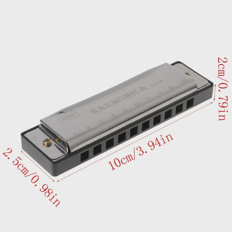 Diatonische Mondharmonica in C - 10 Gaten - Ideaal voor Beginners & Kinderen - Inclusief Hoesje