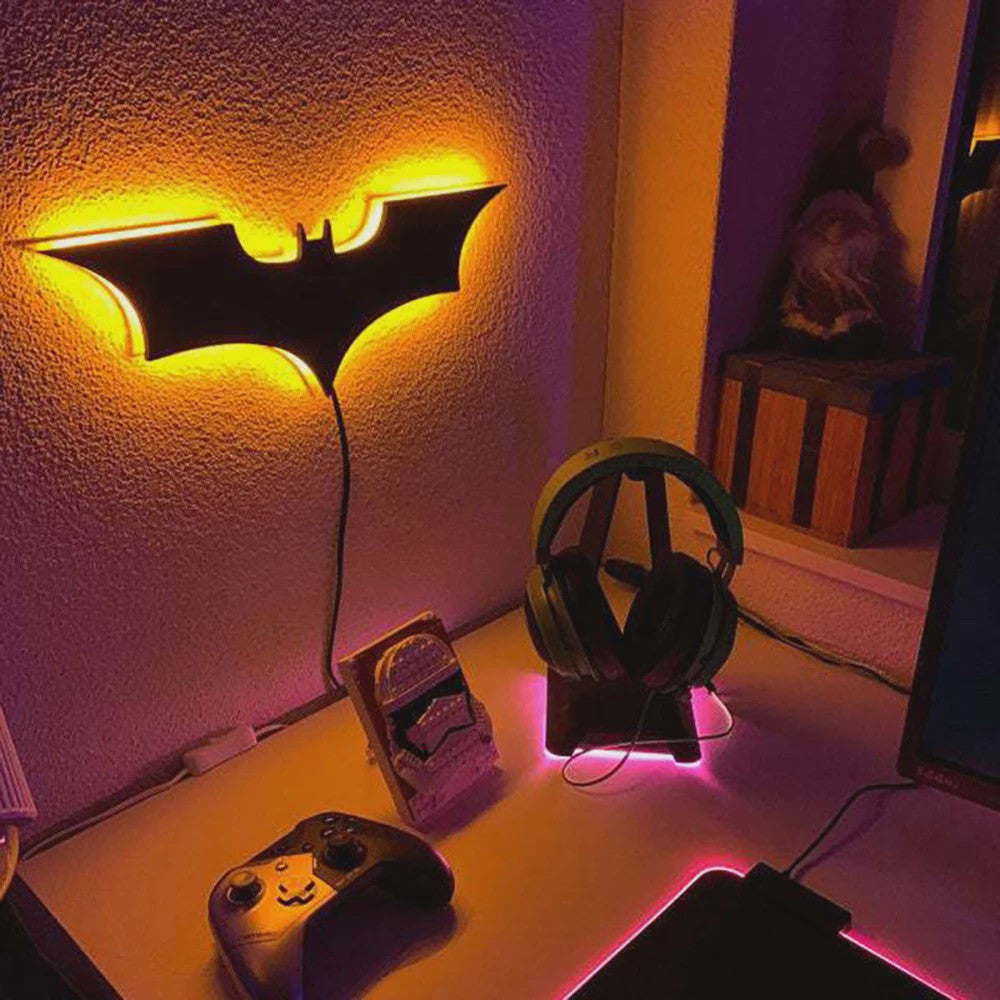 Creatieve 3D Bat-logo Wandlamp met RGB LED en Afstandsbediening