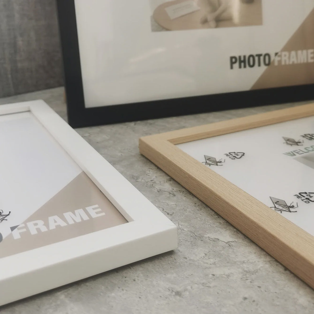 Set van 3 Houten Vierkante Fotolijsten - Wanddecoratie & Desktop - 20x20cm & 30x30cm