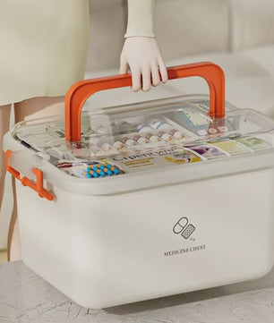 Grote Medicijnkist met Lagen - Draagbare EHBO Kit voor Thuis en Noodgevallen