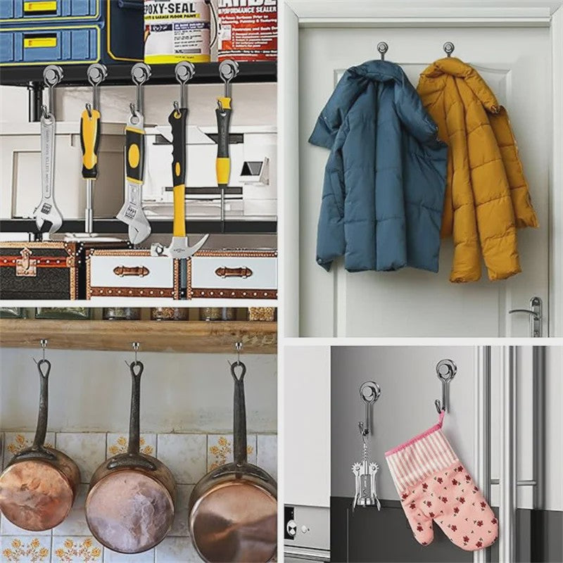 Krachtige Zwarte Magnetische Haken - Heavy Duty Ophanghaken met Sterke Magneet