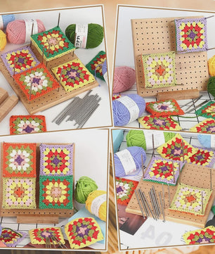 Bamboe Haakblokkeerbord met 25 Stalen Pinnen - 23x23cm - Perfect voor Granny Squares & Breien
