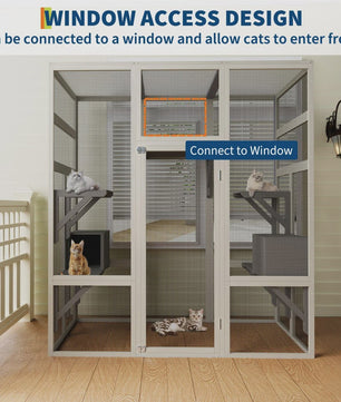 Grote Kattenren (Catio) 70'' - Waterdicht, UV-Beschermd, met Rustboxen en Platforms