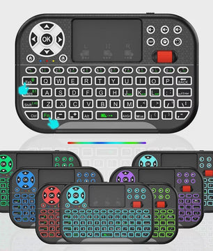 Mini Draadloos Toetsenbord met Touchpad, Scroll Wheel & 8 Kleuren Backlit - Dual Mode BT/2.4G Air Mouse Remote
