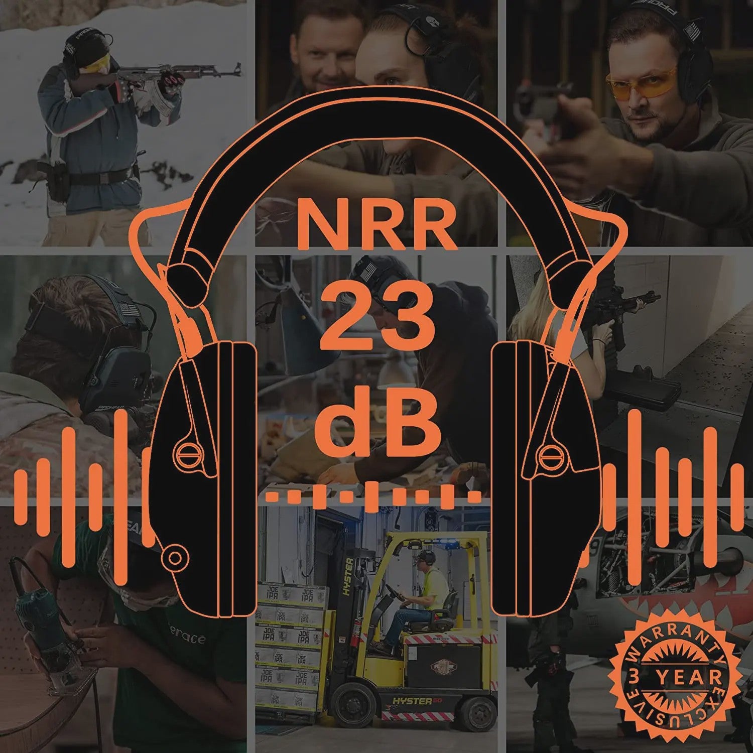 ZOHAN Sparta Elektronische Gehoorbescherming - Actieve Oorkappen met NRR 23dB Geluidsreductie