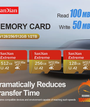 SanDian Extreme Micro SD Kaart - Hoge Snelheid UHS-I U3 V30 A2 - 32GB tot 512GB