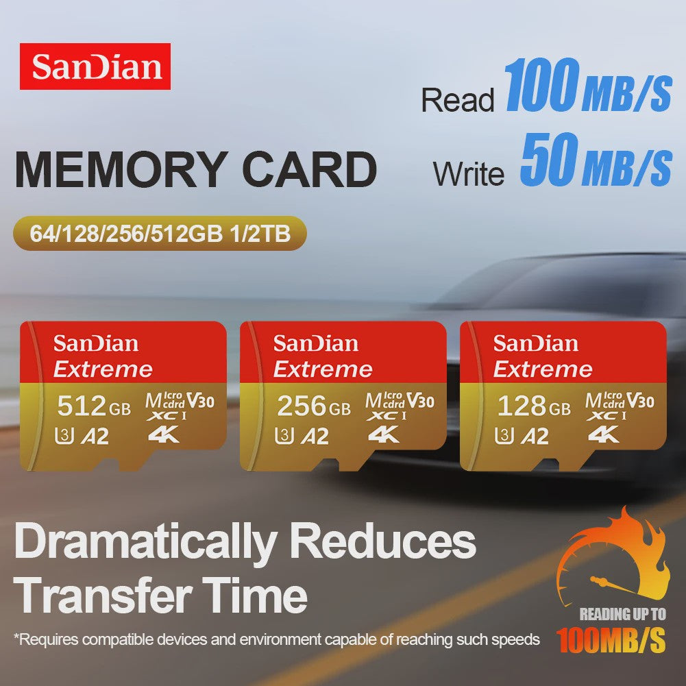 SanDian Extreme Micro SD Kaart - Hoge Snelheid UHS-I U3 V30 A2 - 32GB tot 512GB