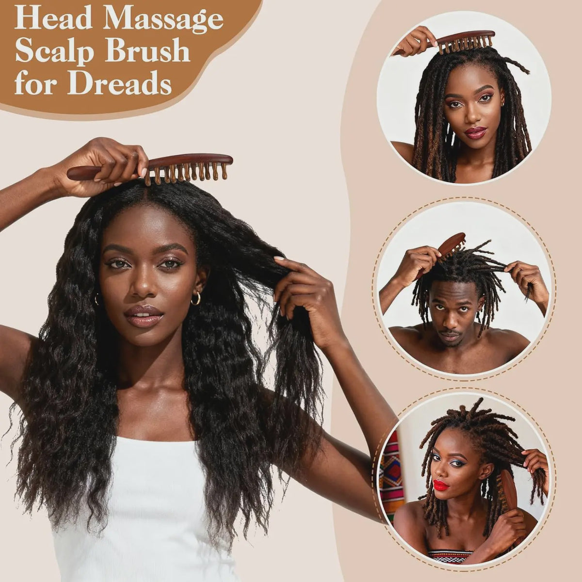 3-delige Houten Scalp Massager Set - Hoofdhuid Massage & Haarverzorging voor Dreads