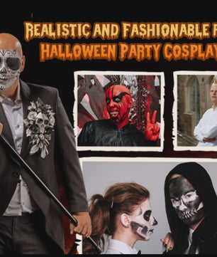 Set van 4 Kale Hoofd Pruikenkapjes & Accessoires voor Cosplay en Feest