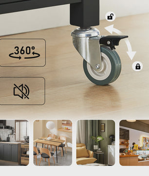 SoBuy Keukentrolley FKW22 - Houten Werkblad, Opbergruimte & Wielen
