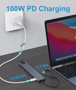 10-in-1 USB-C Hub: 4K HDTV, 100W PD, Ethernet, USB 3.0/2.0, SD/TF Kaartlezer