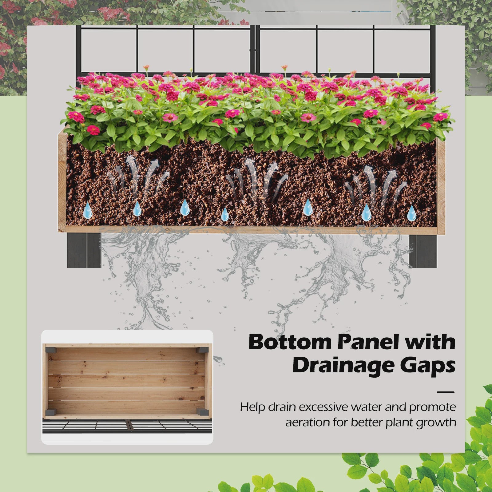 Verhoogd Houten Bed met Trellis - Bloembak voor Klimplanten en Bloemen