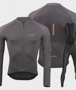 Heren Fietsset Lange Mouw Jersey met Bib Pants - Ademend en Comfortabel