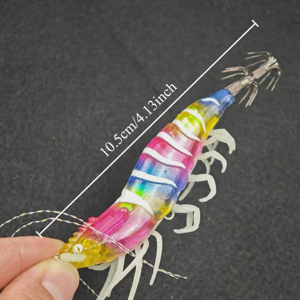 Set van 7 Lichtgevende Vissen Lokaas Garnalen - Perfect voor Zeebaars & Inktvis Vangst