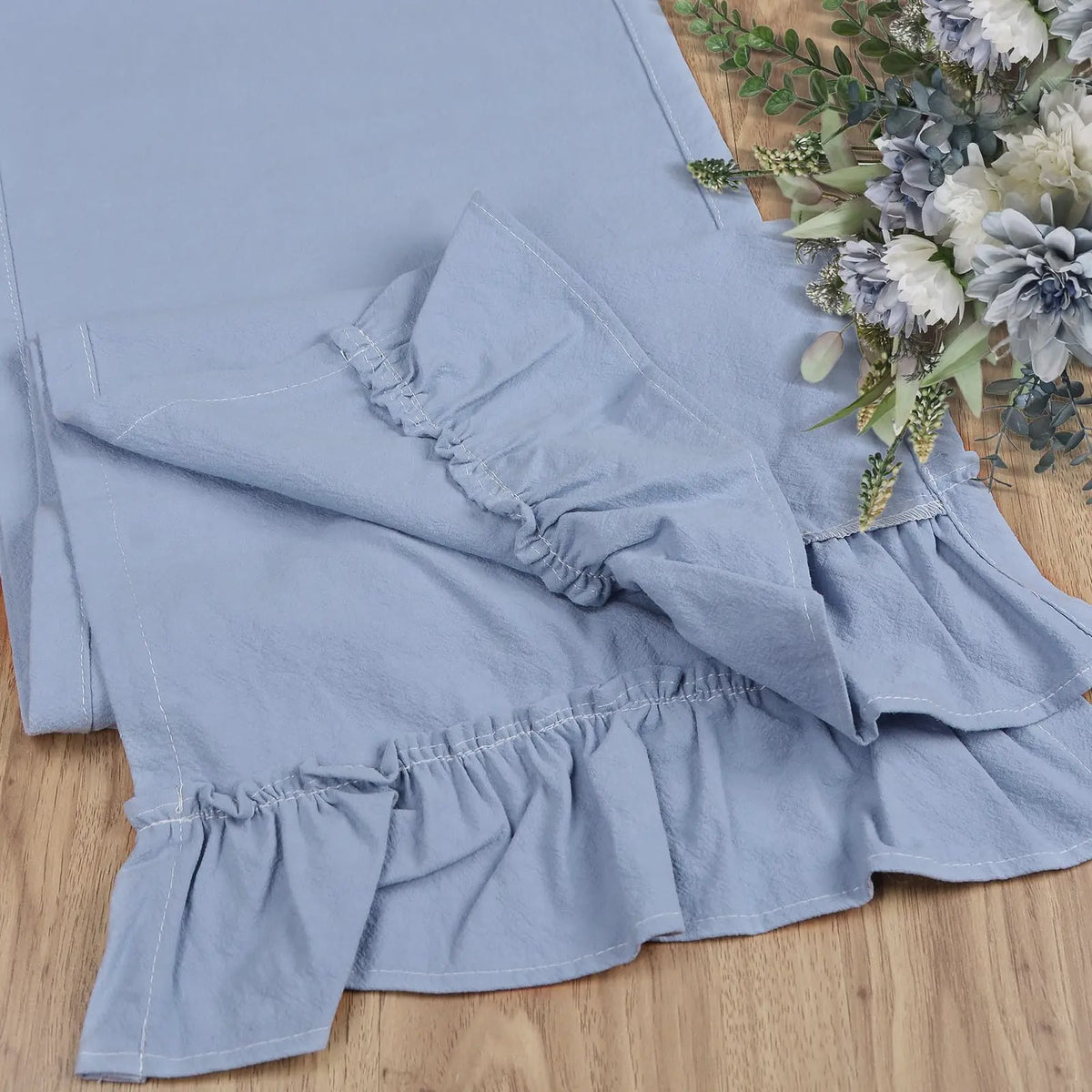Romantische Katoenen Tafel Runner met Ruches - Perfect voor Feesten, Bruiloften & Decoratie