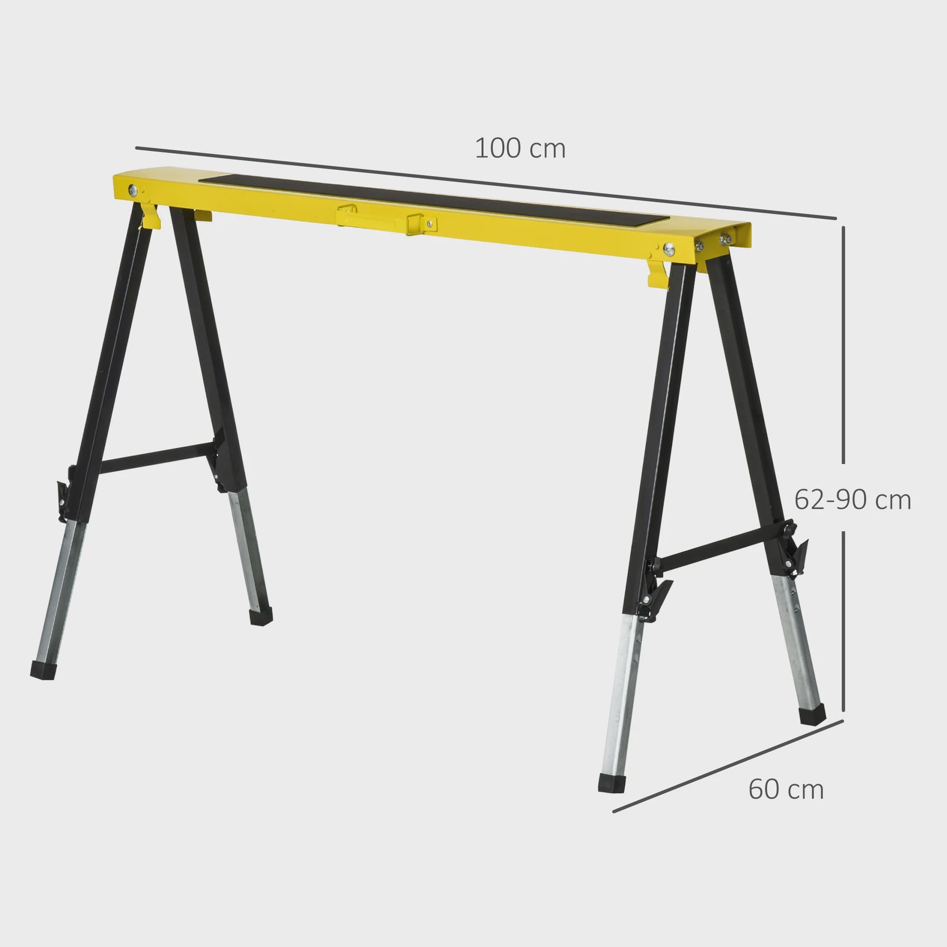 Set van 2 Opvouwbare Telescopische Werkbokken, Verstelbaar in Hoogte (62-90 cm), 100 cm Breed, Antislip Oppervlak