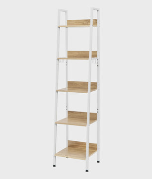 Stijlvolle Boekenkast met 5 Niveaus en Haken - 40x170x36cm