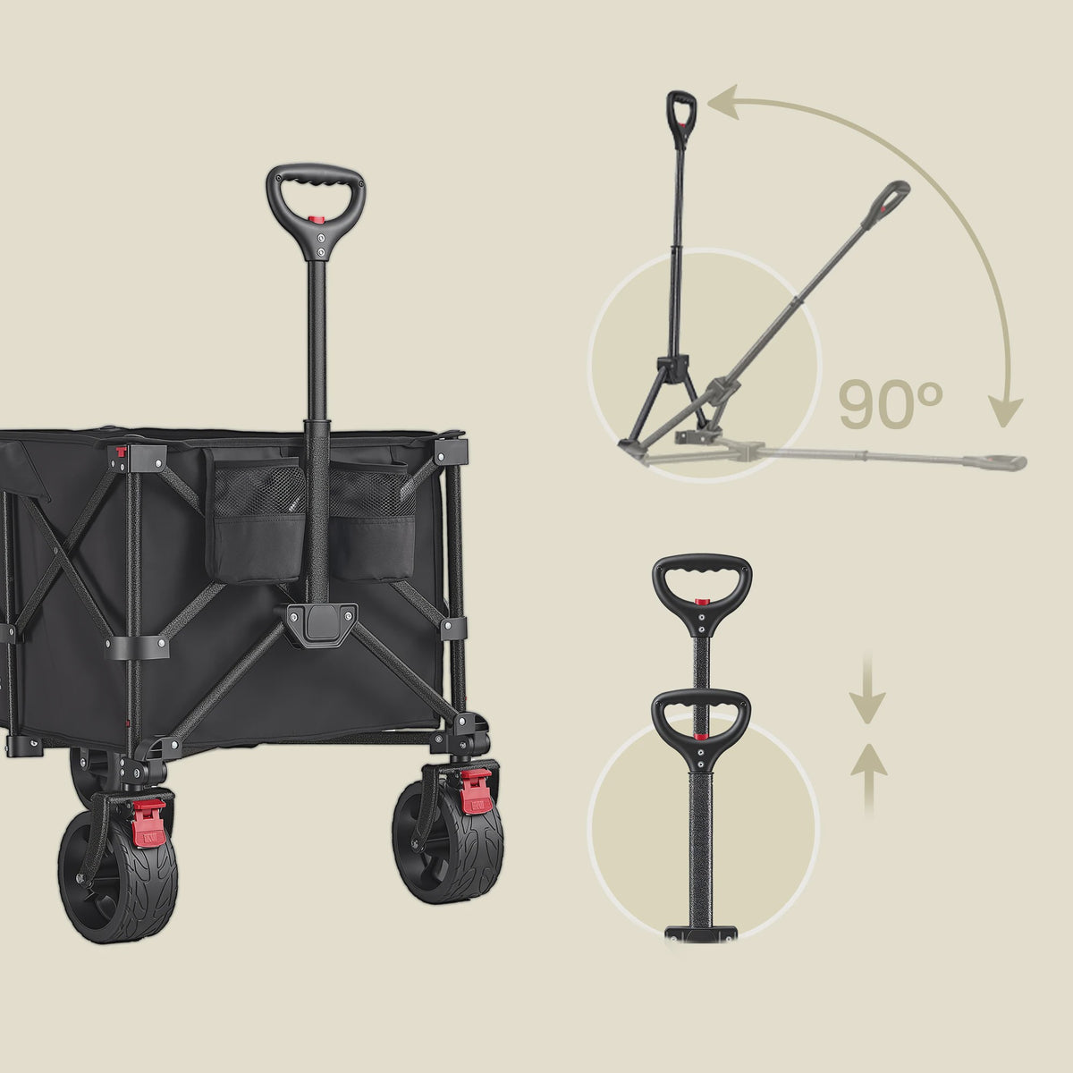 Songmics Opvouwbare Transportkar met Handvat - 200L, 150kg Draagvermogen