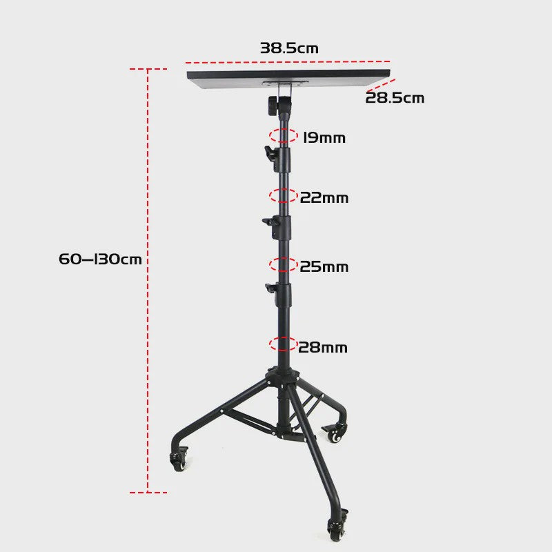 Verrijdbare Laptop & Projector Trolley - In Hoogte Verstelbaar met Telefoonhouder