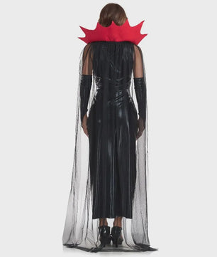 Dames Vampier Kostuum - Sexy Gothic Halloween Jurk met Cape