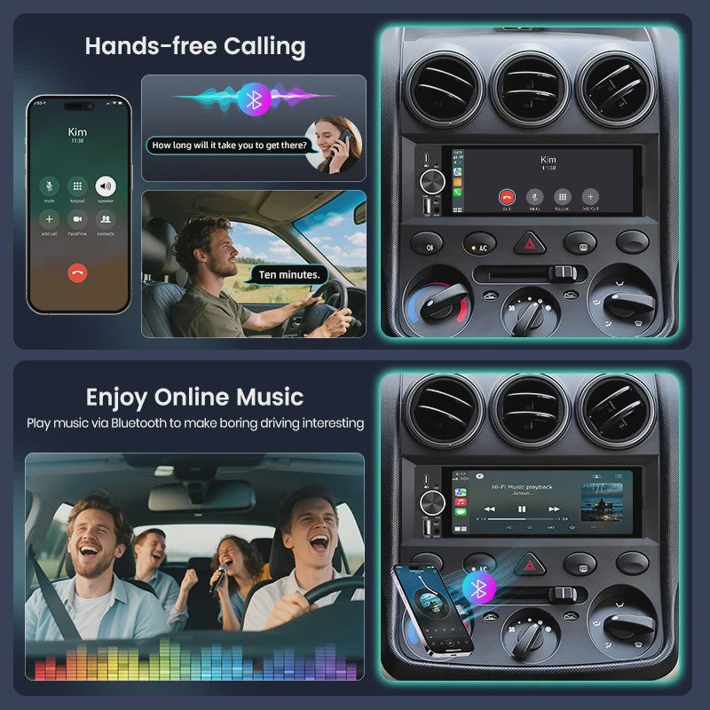 Universele 1-DIN Autoradio met 6.86" IPS Touchscreen, Draadloze CarPlay & Android Auto