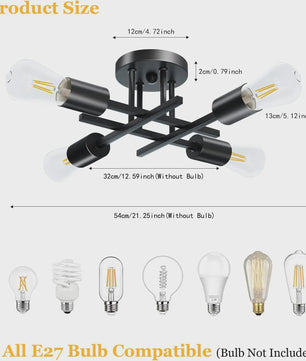Moderne Sputnik Plafondlamp Chandelier Zwart - Stijlvol Dichtbij Plafond