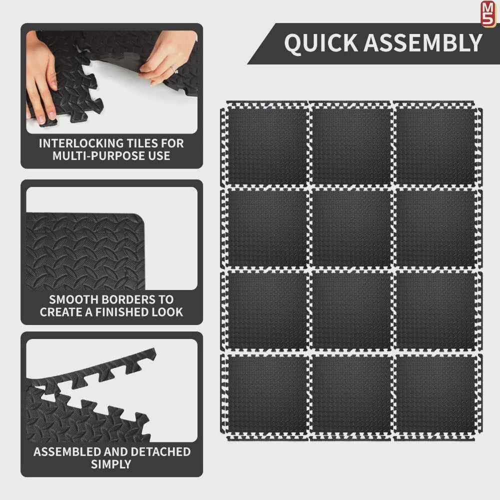 Interlocking EVA Schuim Puzzelmat voor Thuisgym - Antislip en Geluiddempend