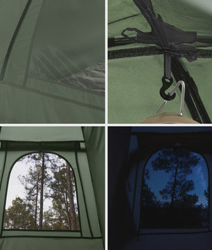 SoBuy 3-in-1 Camping Tent voor 1 Persoon - Groen met Lamp- en Schoenenopslag