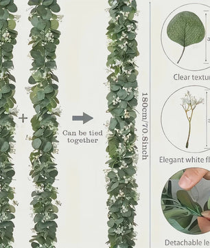 Kunst Eucalyptus Slier met Witte Bloesems - 180cm Decoratieve Slir voor Binnen & Buiten