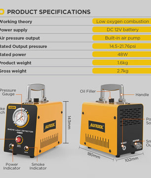 AUTOOL SDT102 Rookmachine 12V Auto Rooklek Detector - Diagnose Uitlaat & EVAP