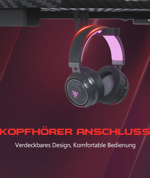 Gaming Bureau 80x52 cm met Carbon Fiber Look en Koptelefoonhaak