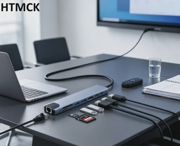 8-in-1 USB-C Hub: 4K HDMI, RJ45, SD/TF Kaartlezer & PD Snellaad Adapter