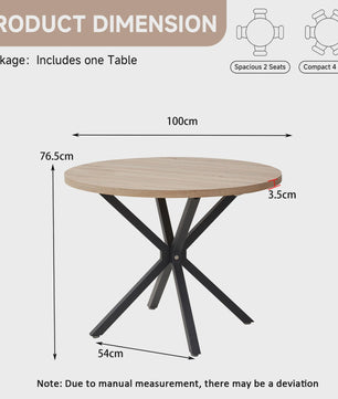 EGOONM Ronde Eettafel / Koffietafel 100cm - Massief Hout & Stalen Frame