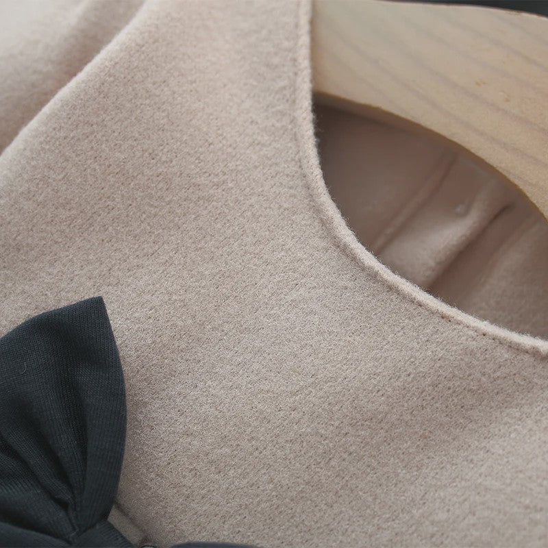 Schattige Baby Meisjes Jas - Wolmix met Strik - Herfst/Winter