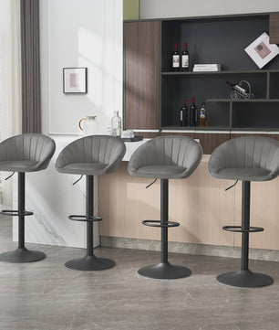 Verstelbare Barstoelen Set van 2 - Draaibaar, Ergonomisch, met Rugleuning - Fluweel/Kunstleer