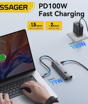 Essager 7-in-1 USB-C Hub: 4K HDMI, 100W PD, USB 3.0 & SD/TF Kaartlezer
