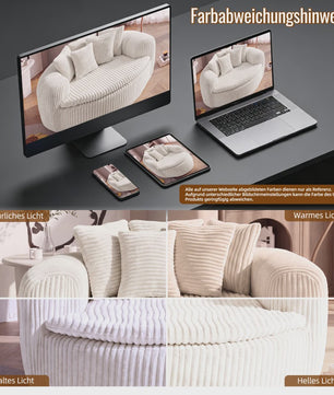 Moderne Corduroy Beanbag Fauteuil met Extra Brede Armleuningen en 5 Kussens - Comfortabele Lounge Stoel voor Woonkamer & Slaapkamer