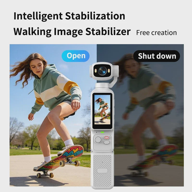 4K Handheld Gimbal Actiecamera met 180° Draaibare Lens - Anti-shake Pocket Vlog Camera