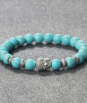 Buddha Hoofd Kralen Armbanden - Natuursteen (Tijgeroog, Vulkanisch, Malachiet, Rozenkwarts)