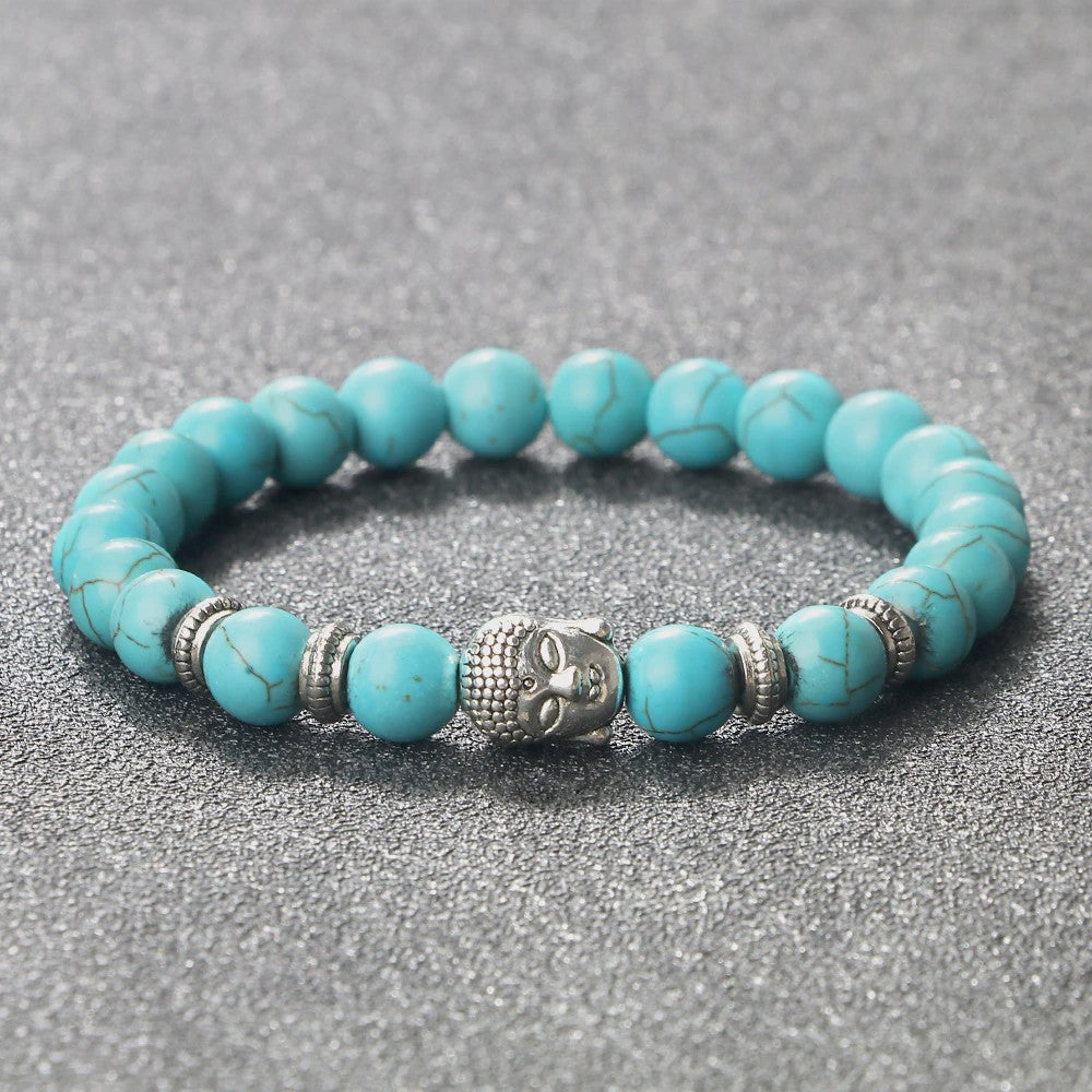 Buddha Hoofd Kralen Armbanden - Natuursteen (Tijgeroog, Vulkanisch, Malachiet, Rozenkwarts)