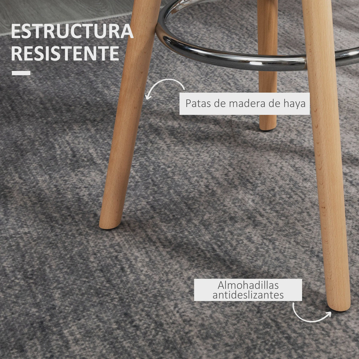 Set van 2 Luxe Barstoelen met Witte PU Bekleding en Houten Poten