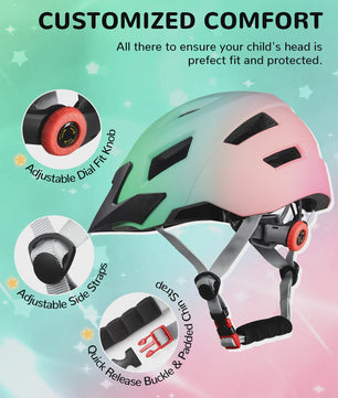 Lichtgewicht Kinderhelm met Afneembare Vizier - Veilig Fietsen, Scooter & Skate