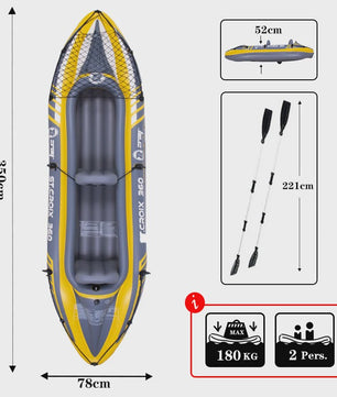 Opblaasbare Kajak voor 2 Personen - Robuust PVC, 350cm met Aluminium Peddels