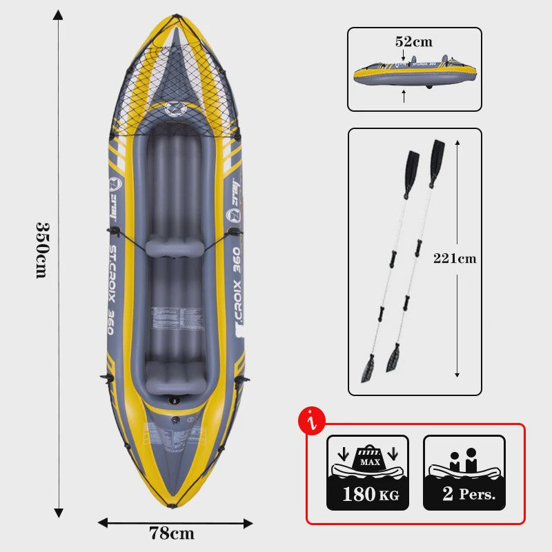 Opblaasbare Kajak voor 2 Personen - Robuust PVC, 350cm met Aluminium Peddels