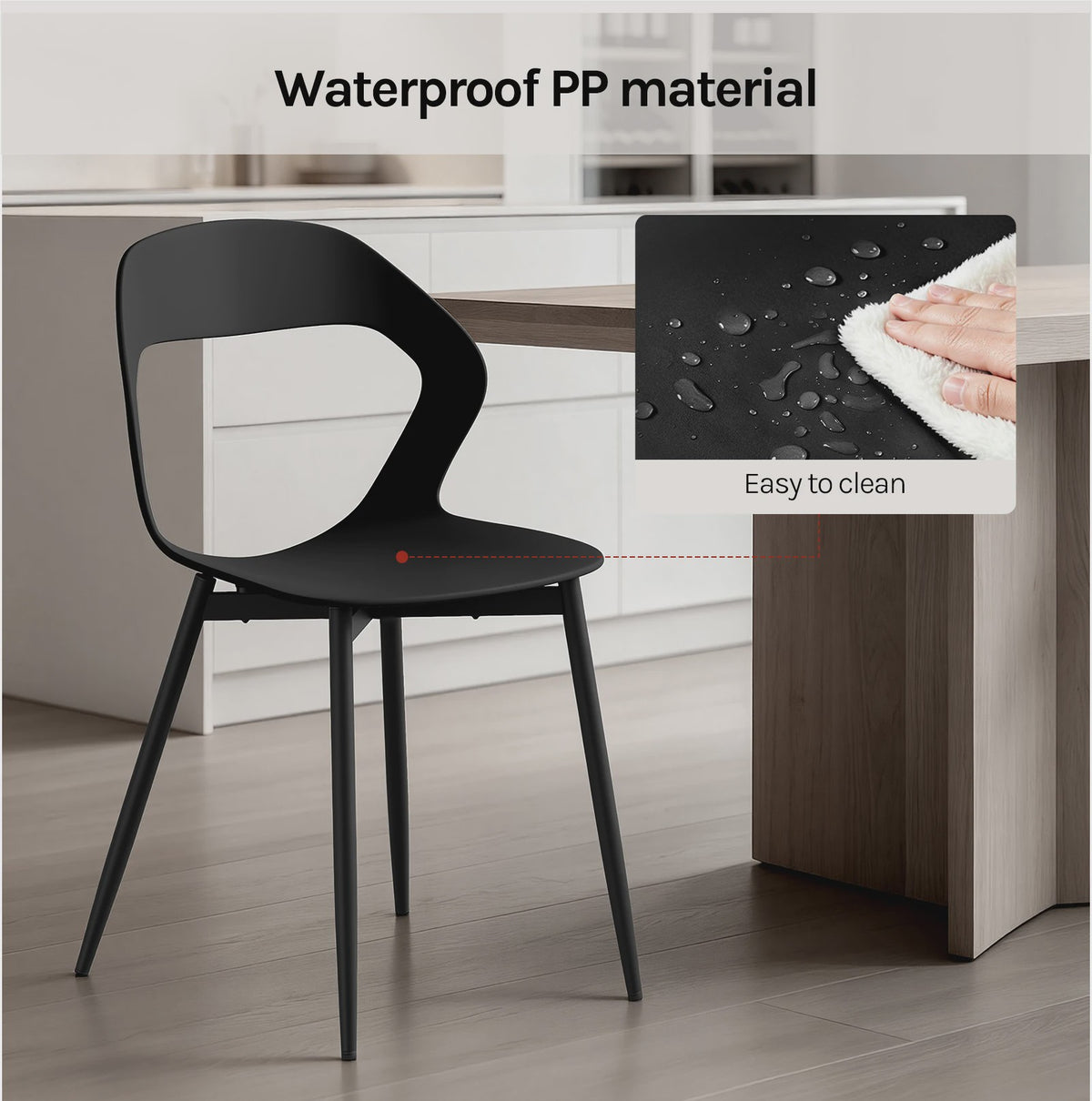 Set van 4 Moderne Eetkamerstoelen - PP Zitting & Metalen Poten - Ergonomisch Design