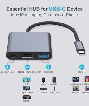 Universele USB-C Hub Docking Station met Thunderbolt 3, 4K HDMI & PD Opladen