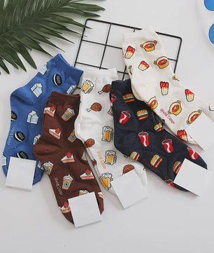 Grappige Heren Sokken met Food Prints: Avocado, Friet, Burger, Bier & Meer | Harajuku Stijl