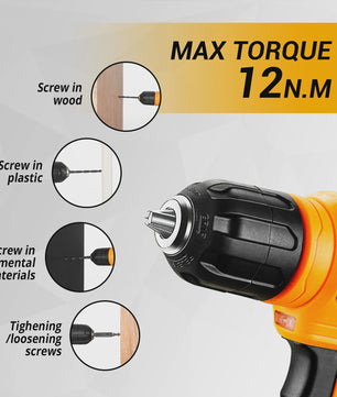 DEKO 126-delige Gereedschapskist met 8V Accuboormachine - Complete Set voor Huis, Tuin & Klussen