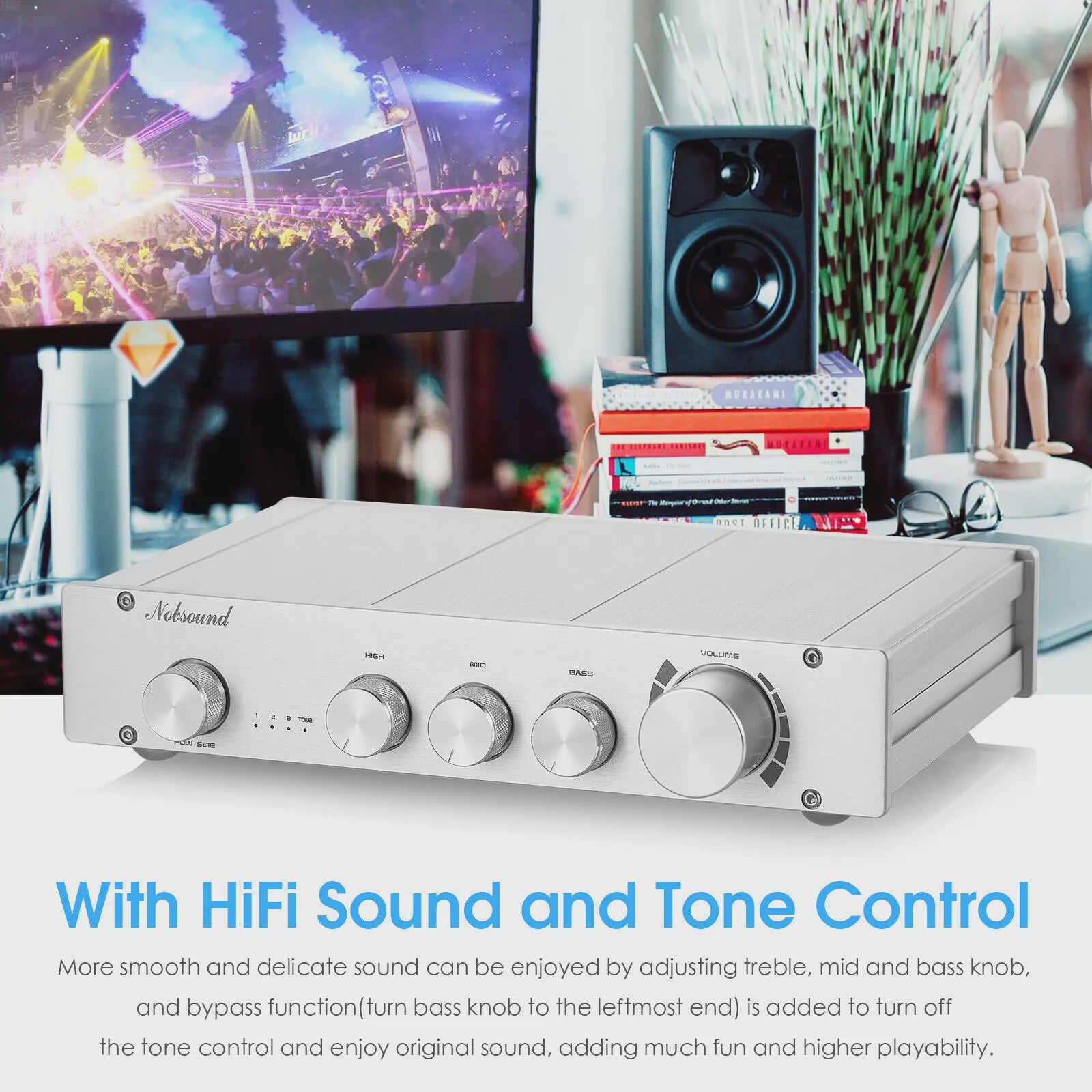 Nobsound HiFi 3-Weg Klasse A Digitale Stereo Preamplifier 2.0 Home Audio Preamp