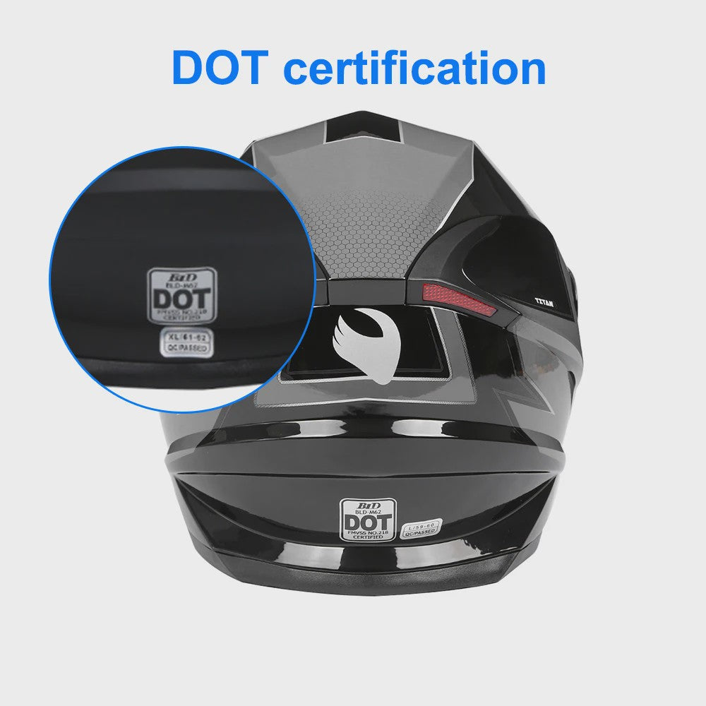 Modulaire Motorhelm Grijs Blauw - DOT Goedgekeurd Flip-Up Full Face Helm
